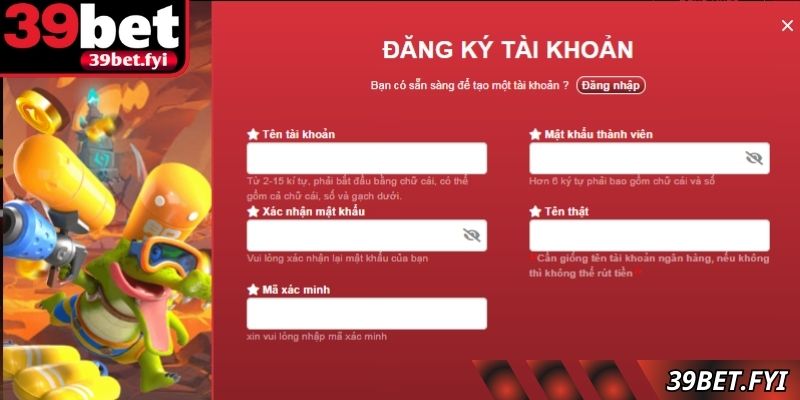 Thao tác đăng ký diễn ra dễ dàng nhanh gọn